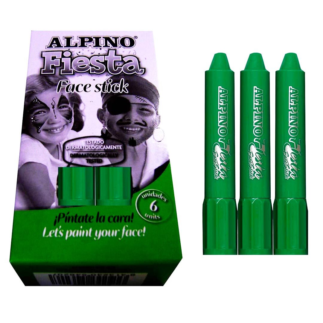 Barra de maquillaje 5 grs verde Face Stick en estuche de 6 unidades Ref.DL00088