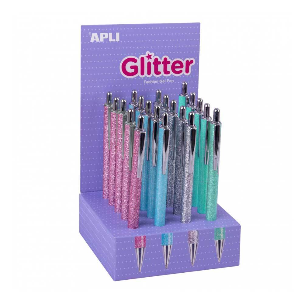 Bolígrafo Apli Fashion Glitter Pen expositor 20 unidades