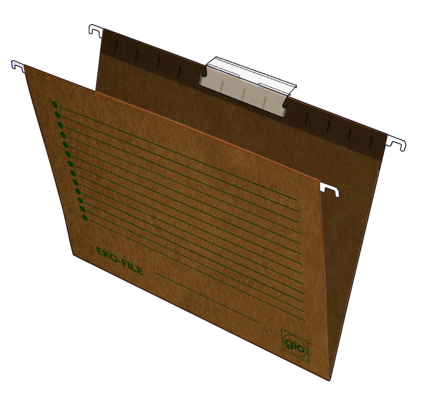 Carpeta colgante kraft folio varilla metálica con visor