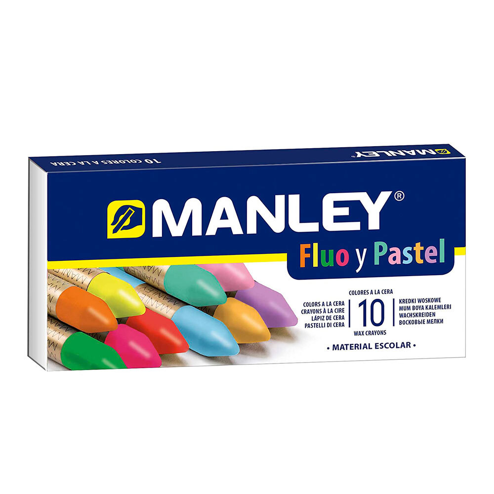 Ceras Manley 10 colores fluo + pastel 