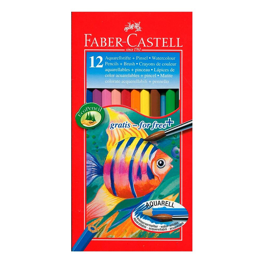 Lapicero Faber Castell acuarelables línea roja estuche 12 colores