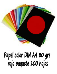 Papel color DIN A4 80 grs rojo paquete 100 hojas