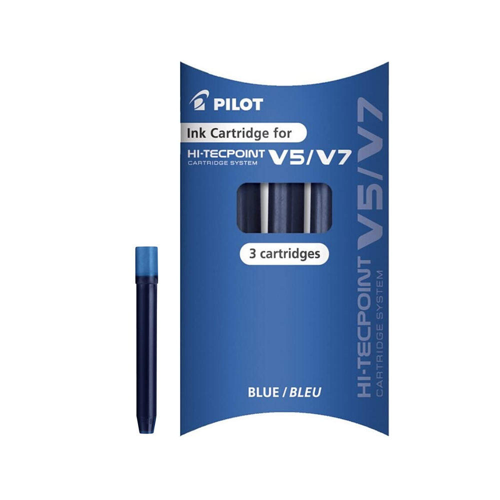 Recambio rotulador Pilot V-5 en color azul cajita de 3 unidades