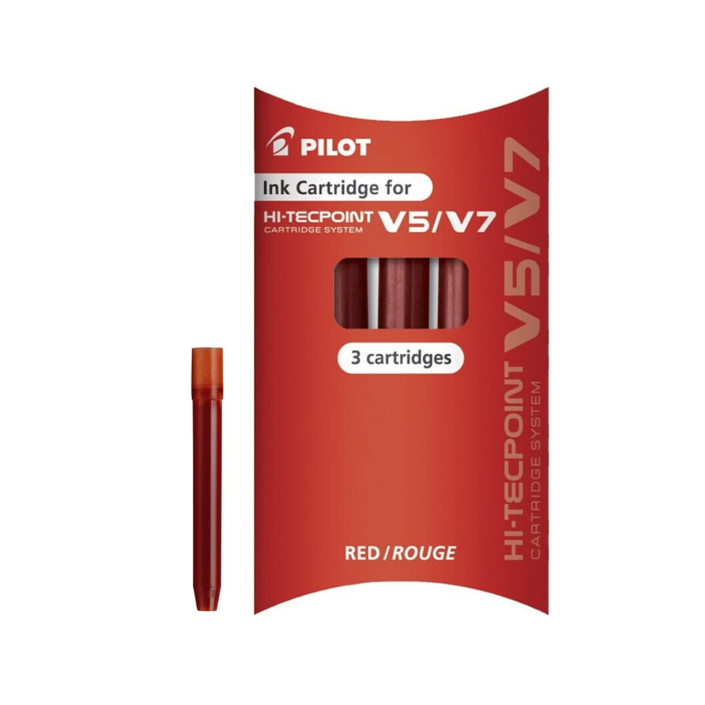 Recambio rotulador Pilot V-5 en color rojo cajita de 3 unidades