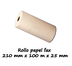 Rollo papel fax 210 mm x 100 m x 25 mm
